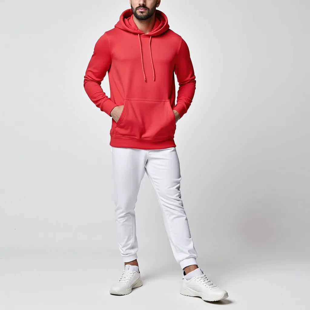 Sweat à Capuche Rouge Classique