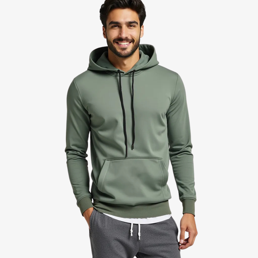 Sweat à Capuche Vert Kaki – Confort et Élégance