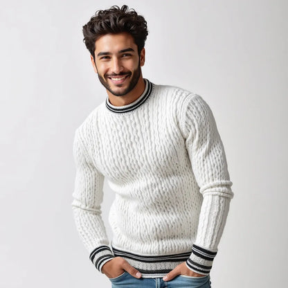 Pull en maille à col rond avec détails contrastés