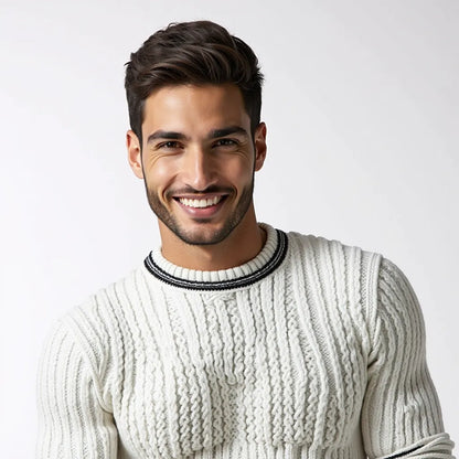 Pull en maille à col rond avec détails contrastés