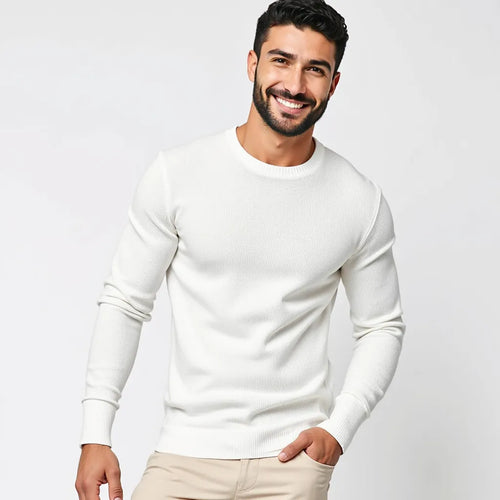 Pull col rond blanc élégant