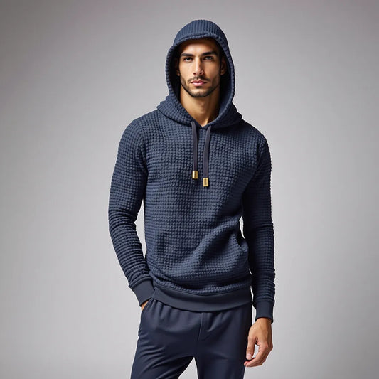 Textured Navy Blue Hoodie