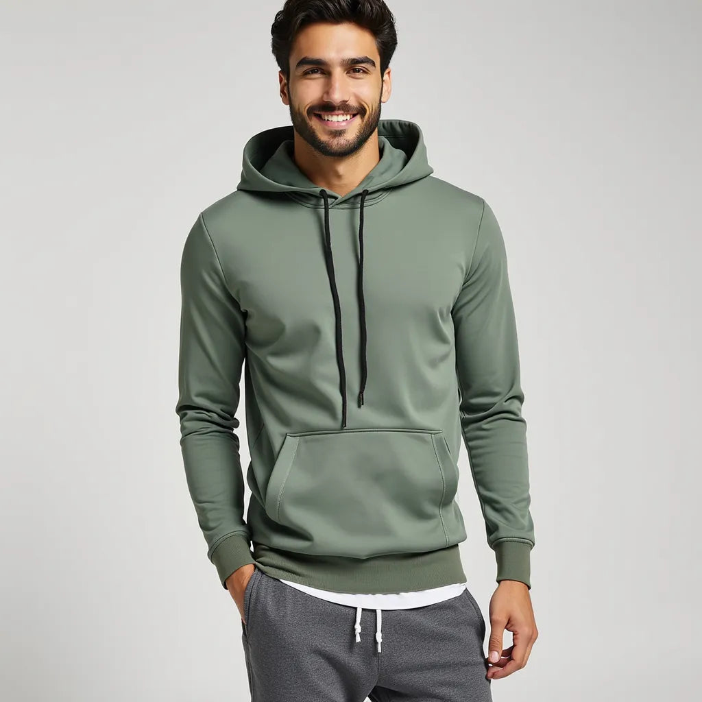 Sweat à Capuche Vert Kaki – Confort et Élégance