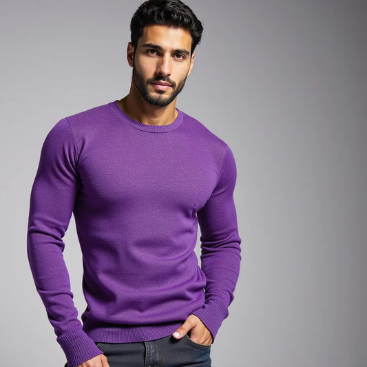 Elegant purple crew neck sweater