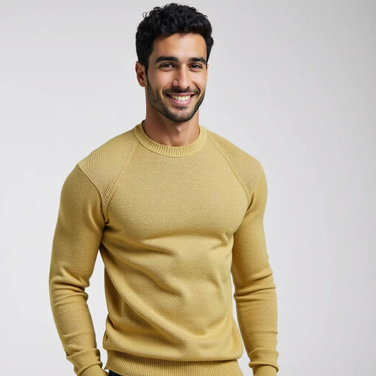 Chic mustard yellow crew neck sweater