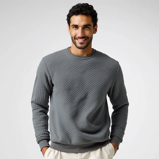 Grey textured crew neck sweater 