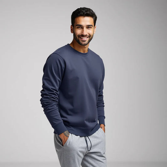 Navy blue round neck sweatshirt