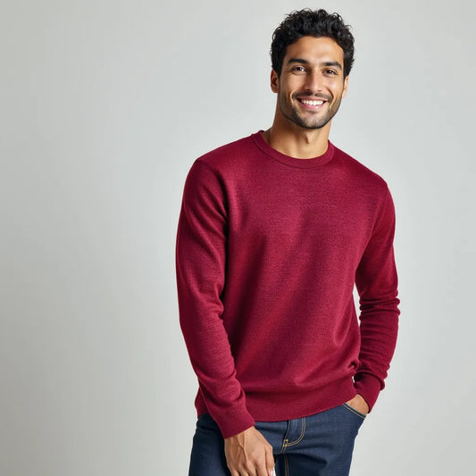 Elegant red crew neck sweater