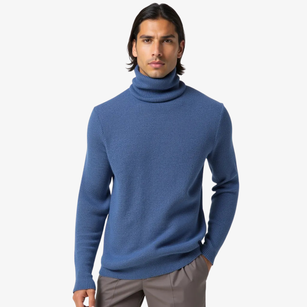 Pull Col Roulé Azur