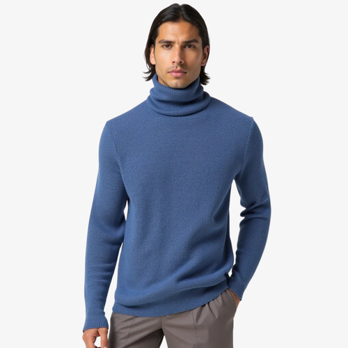 Pull Col Roulé Azur