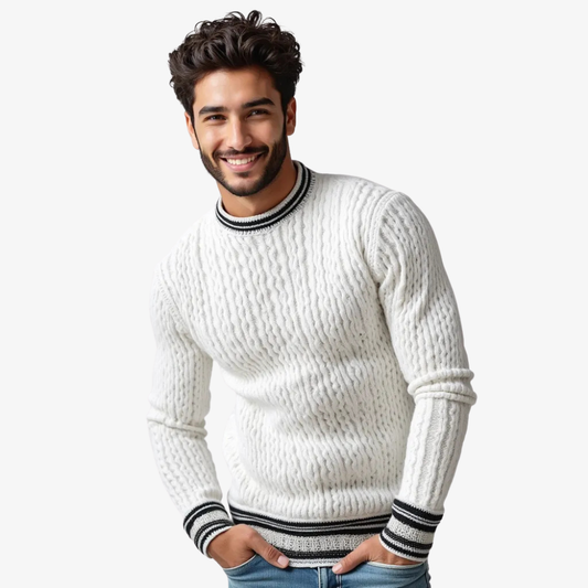 Pull en maille à col rond avec détails contrastés