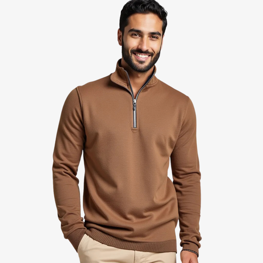 Pull col montant zippé marron