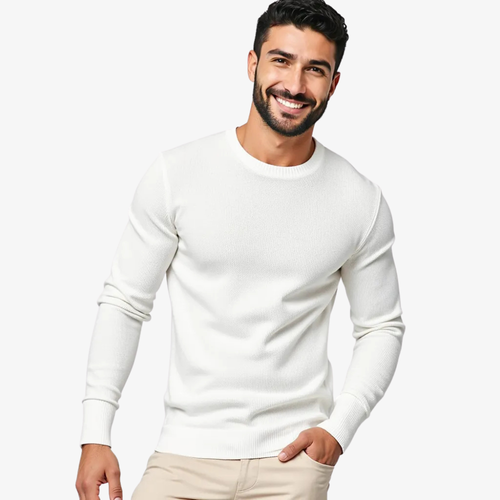 Pull col rond blanc élégant