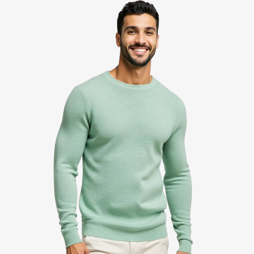 Pull col rond vert pastel élégant