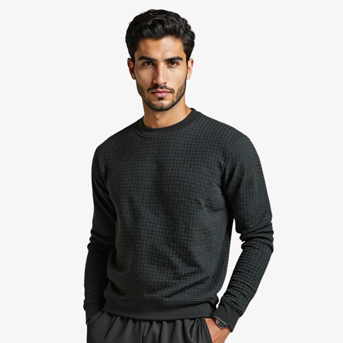 Pull col rond texturé noir