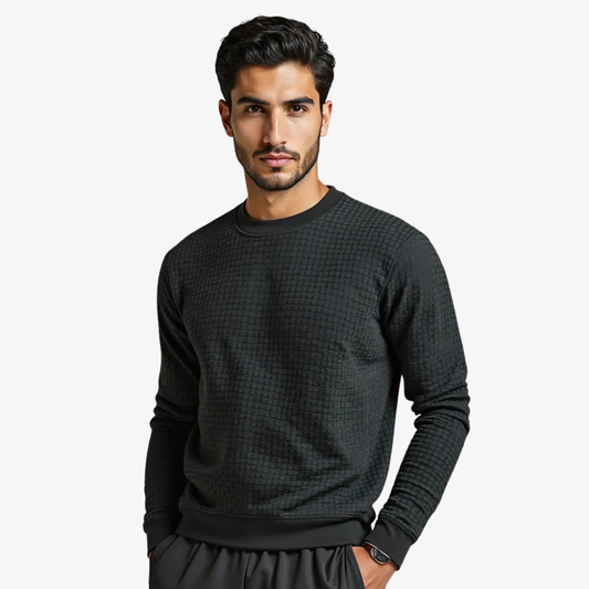 Pull col rond texturé noir