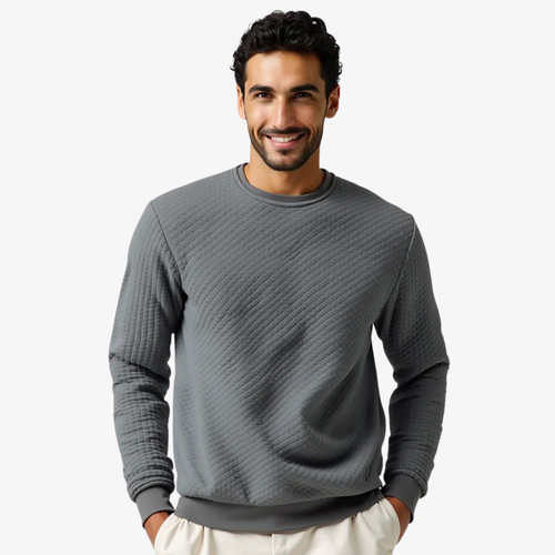 Pull col rond texturé gris