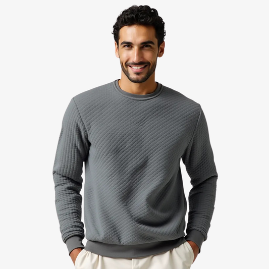 Pull col rond texturé gris