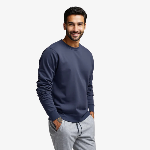 Sweatshirt col rond bleu marine