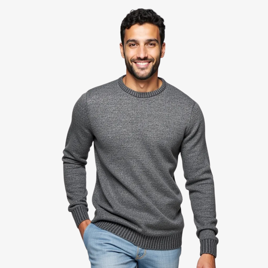 Sweatshirt chiné gris col rond