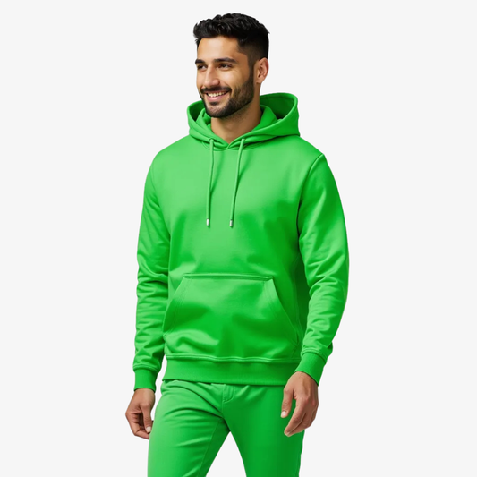 Sweat à Capuche Uni Vert Fluo