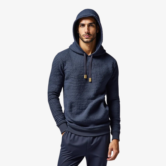 Sweat à Capuche Texturé Bleu Marine