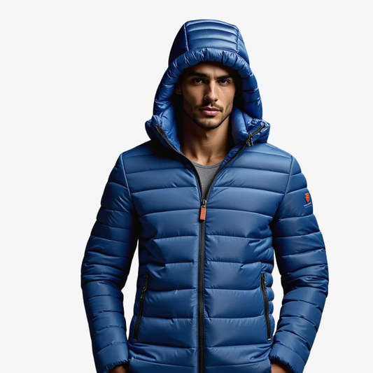 Doudoune Matelassée Bleu avec Capuche